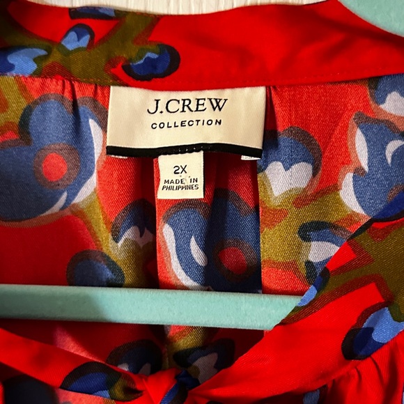 J Crew Collection Tie-neck Blouse in lattice floral, plus size 2X - Picture 7 of 12